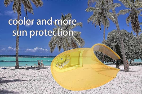 Solhatt for kvinner med vifte, stor solbeskyttelse, solskjermhatt med justerbar elastisk spenne Yellow