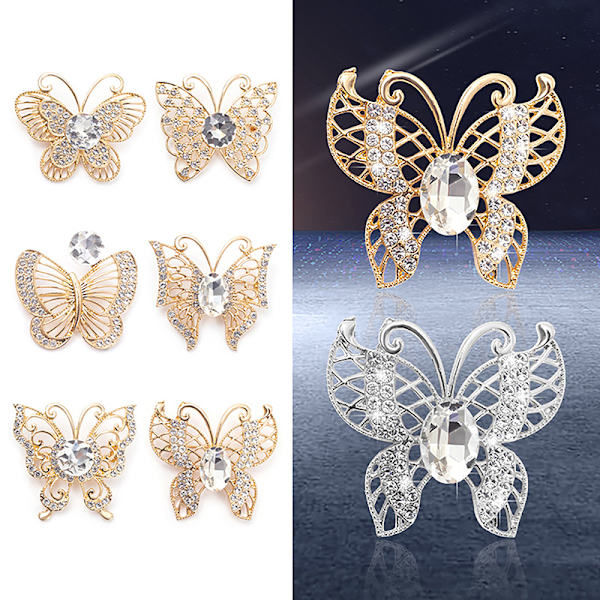 Alloy Rhinestone Butterfly Brosch Fashion All-match Scarf Buckl A9