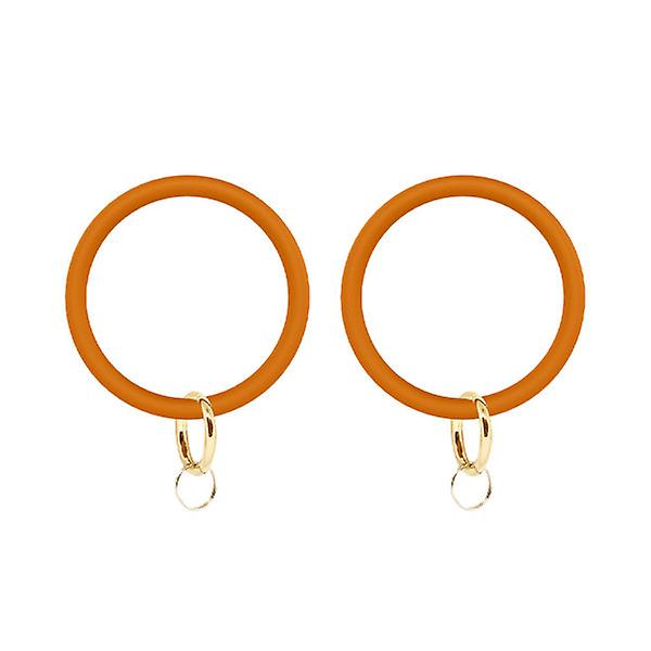 2 Stk Silikone Armbånd Stor Cirkel Armbånd Armbånd Nøglering Ring Nøgle Vedhæng Tilbehør Til Kvinder Damer (orange) Orange