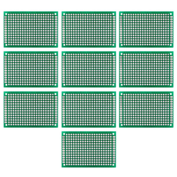 10 stk. 4 x 6 cm dobbeltsidig prototyping DIY lodding universell PCB kretskort
