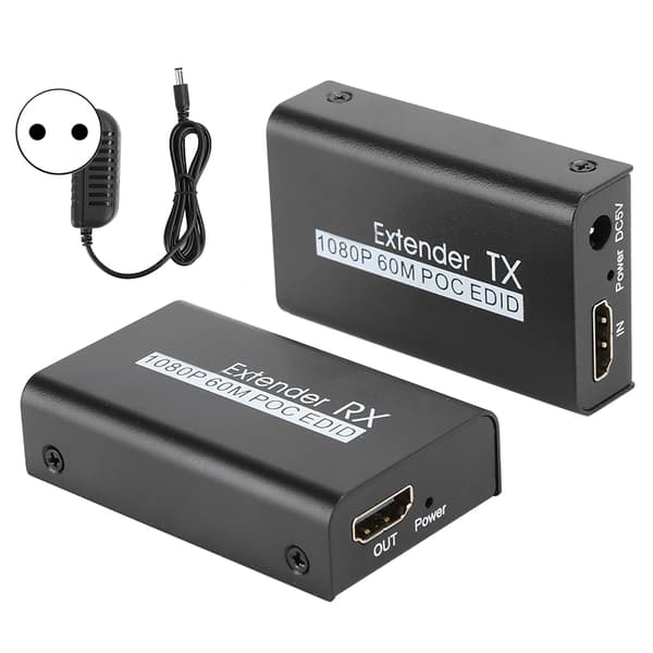 HDMI-förlängare 60M Internet Sändare POC Kabel Ström EDID Lärande 100-240V EU