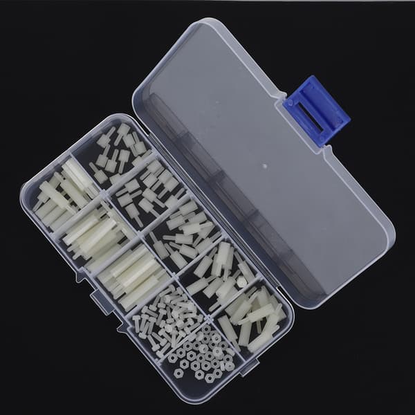 140 stk M2 Nylon Krysshode Sekskantmutter Hann Hunn Avstandsstykke Sortimentsett Hvit