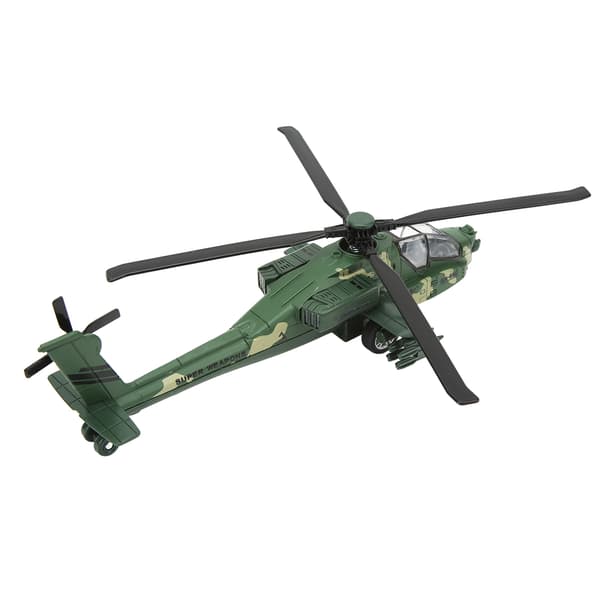 Alloy Copter Støbt Træk Tilbage Legetøj med Lyd Lys Grøn Flymodel Samling