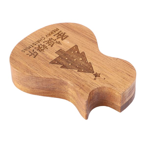 Gitarrplektrumbox Bärbar Multifunktionell Gitarrformad Träplektrumhållare Fodral L824 Planet Julgran
