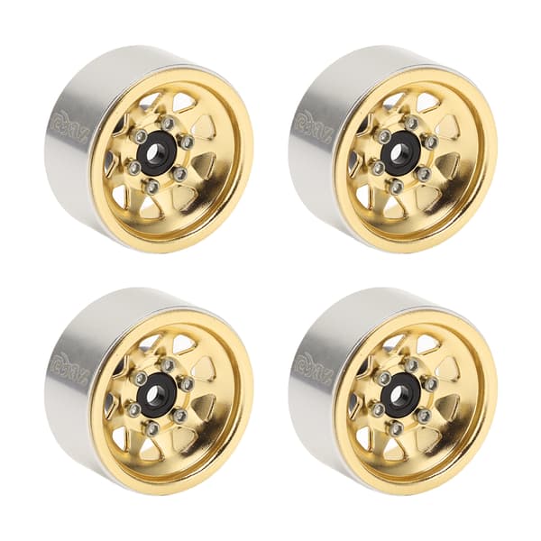 4st RC Bil Hjulnav 1.0in 7mm Hex Silver Yttre Triangulära 9 Hål Metallfälgar Koppar Crawler