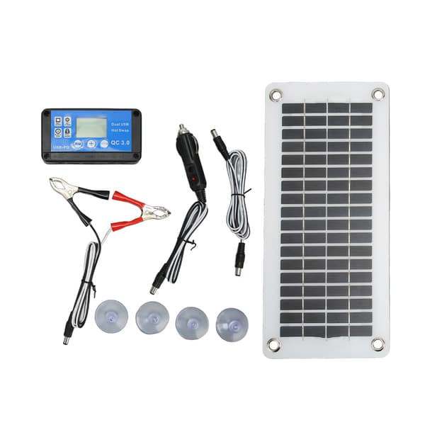 12V 30W Bærbart Solpanelmodul med Controller Sugekop til Autocamper Båd Bil Camping