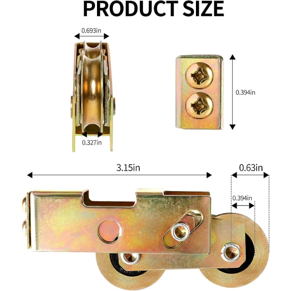 Uteplats skjutdörr tandem set, Huazu skjutdörr rullbyte, 1-1/4" stålkullager