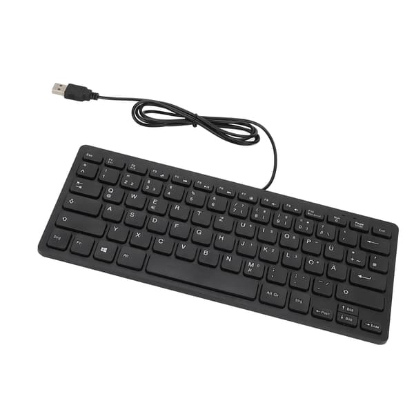78 Tasters Ultratyndt Kablet Mini USB Tysksproget Tastatur til Stationær Computer