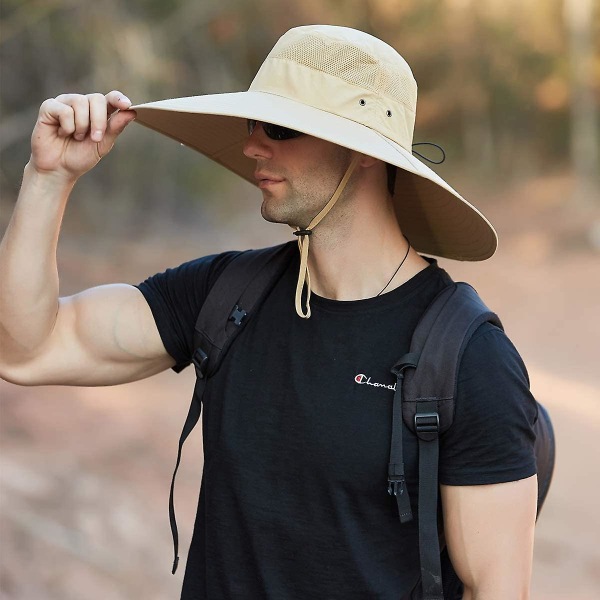 Super Wide Rim Bucket Hat Upf50+ Vattentät Solhatt För Fiske Vandring Camping C03 Khaki