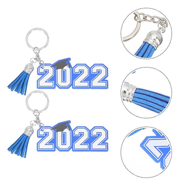 2 stk graduering akryl nøglering 2022 graduation nøglering Unik taske hængende dekoration Blue