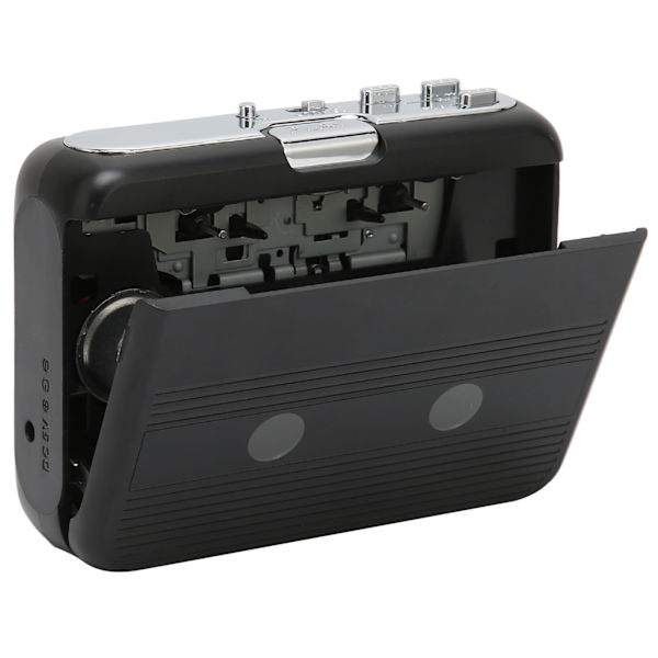 TON007B Bluetooth Kassetteafspiller med Auto Reverse Stereo Hovedtelefonfunktion Sort