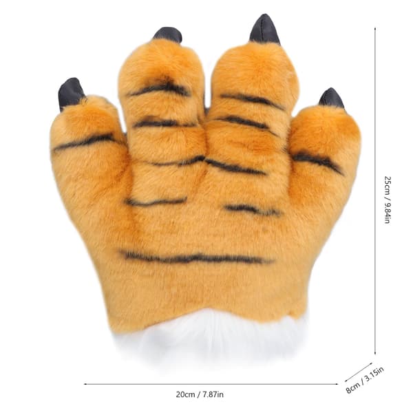 Søde Tigerklo Plys Handsker - Simulation Dyreklo Handsker Gul