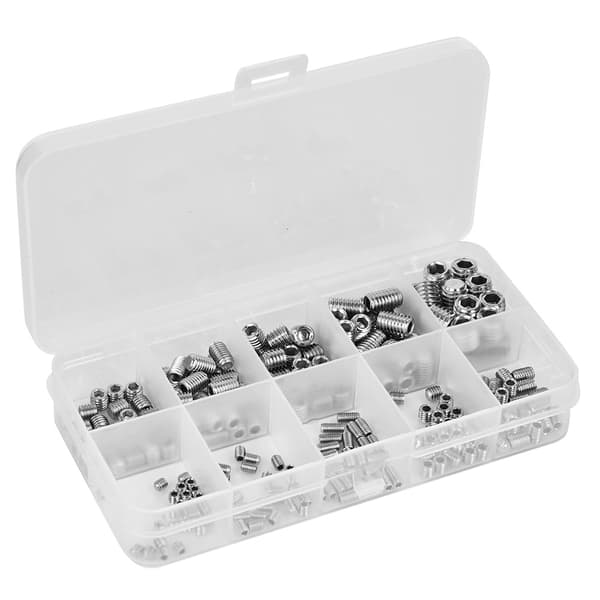 245 stk. Hodeless Set Skruer Rustfritt Stål Hex Socket Konkav Ende Festemidler