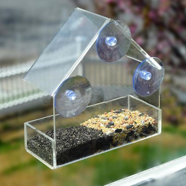 Klar Glas Vindue Fuglefodring Vindue Fuglefoder Klar Akryl Glas Vindue Fuglefoder