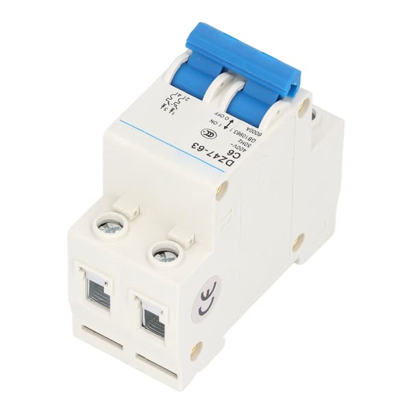 Mini afbryder 2P MCB DIN-skinne montering 6000A brydeevne 400V 6A til hjemmekontor