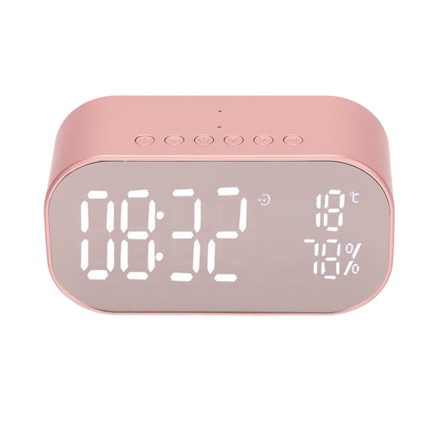 Bluetooth Väckarklocka Radio FM Digital Högtalare Multifunktion Roséguld för Hem Sovrum