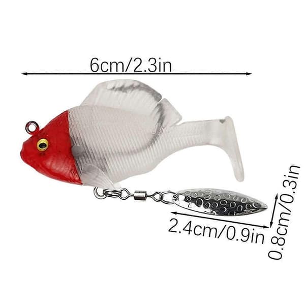 12 STK. Færdigriggede Jig Head Bløde Fiskelokker, Paddle Tail Swimbaits/3D Øjne/Spinnerblade til Basfiskeri, Skjult. 10g
