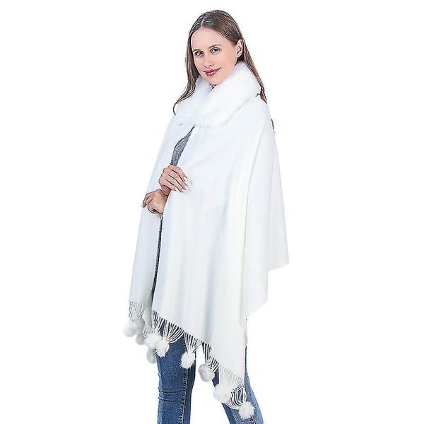 Sjal omlott Poncho Cape Cardigan för kvinnor white