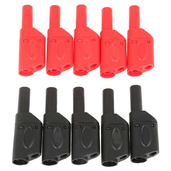 10 stk. 4 mm røde sorte fuldt isolerede stabelbare bananstik