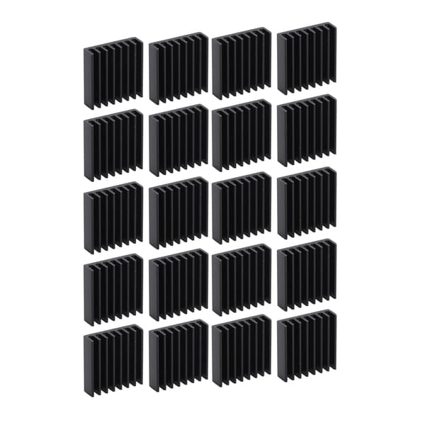 20 stk. Mini Sorte Aluminium Køleplader til PC Chips IC Strømforsyninger Elektrisk Udstyr med Klæbemiddel