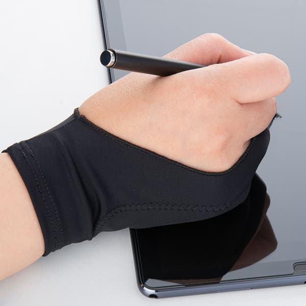 Tegnetablet Handske 3 Lag 2 Finger Åndbar Anti-Smuds Kunstner Skitse Sort