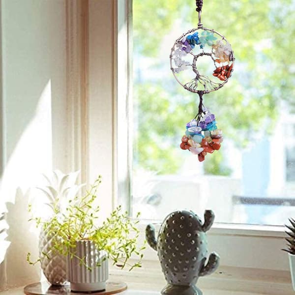 Kristall Bil Backspegel Hängande Ornament Rund Form Rum Sovrum Väggdekor Tillbehör