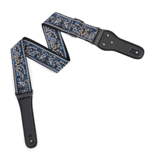Blågrå broderad gitarrremset Folklig akustisk axelrem Lanyard Gitarrplektrum Halkfritt spännekit