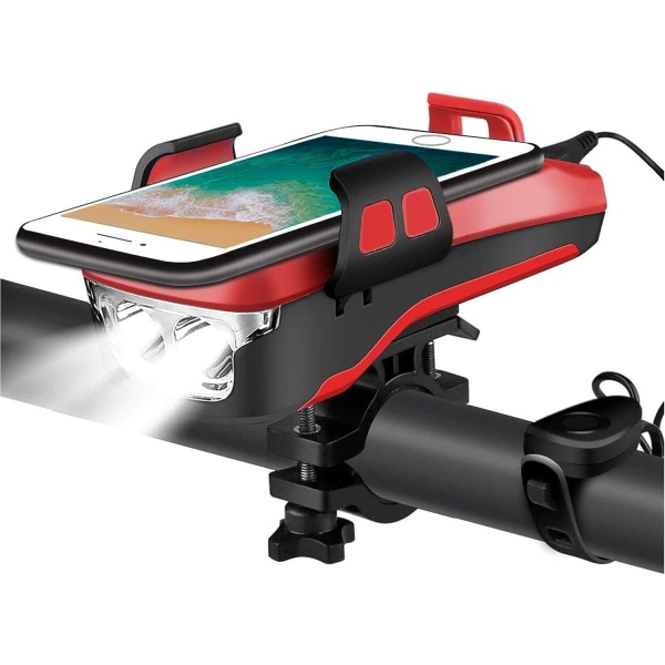i 1 cykellampa, USB uppladdningsbar cykel LED-strålkastare, TRE ljuslägen kan användas som cykellampa, mobiltelefonhållare, cykelhögtalare, mobi