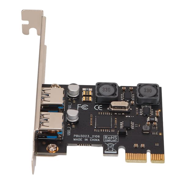 PCIE til USB 3.0 Udvidelseskort 2 Port Høj Effekt Induktor Lukket Interface