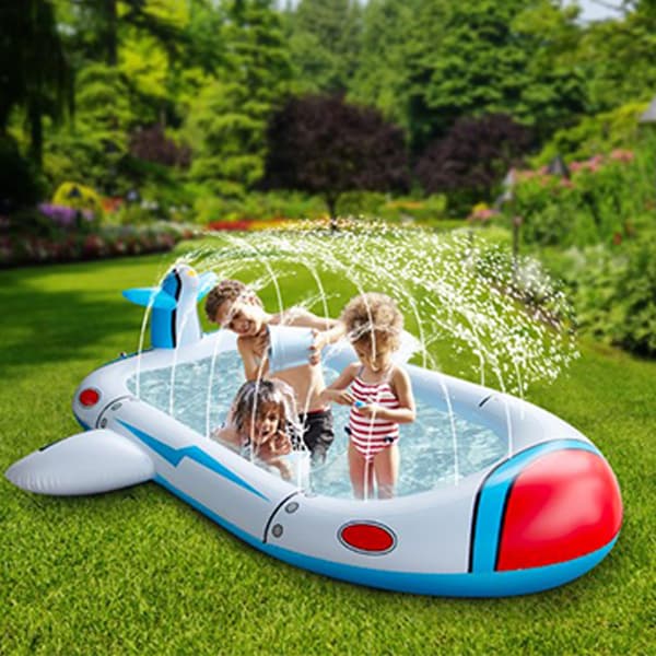 Oppustelig Sprinkler Pool Luftskib Pad til Børn Baghave Udendørs Leg