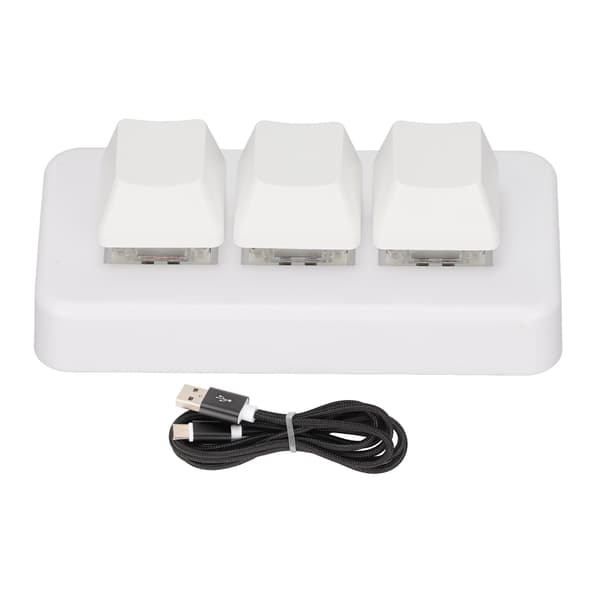3 Tangenter RGB Bakgrundsbelyst USB Mini Mekanisk Programmerbar Makroknappsats Plug and Play Vit