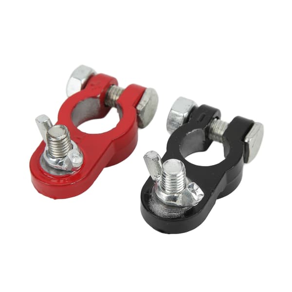 Batteriklemmer i aluminiumslegering med bakelit-isolering, universalpasform til 17-19 mm batterier