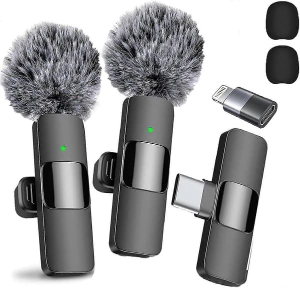 2024 Profesjonell Trådløs Lavalier Mikrofon 2-pakning Støyreduserende Krystallklar Innspilling Med Usb-c For Iphone 15 Pro Max, Ipad, Android, Live St