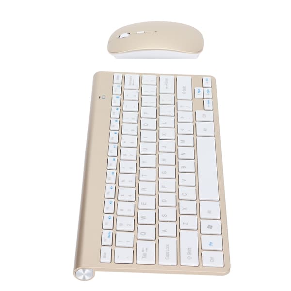 Trådlöst 2.4G USB Ergonomiskt Ultraslim Bärbart Tangentbord Mus Combo Guld för Notebook Dator