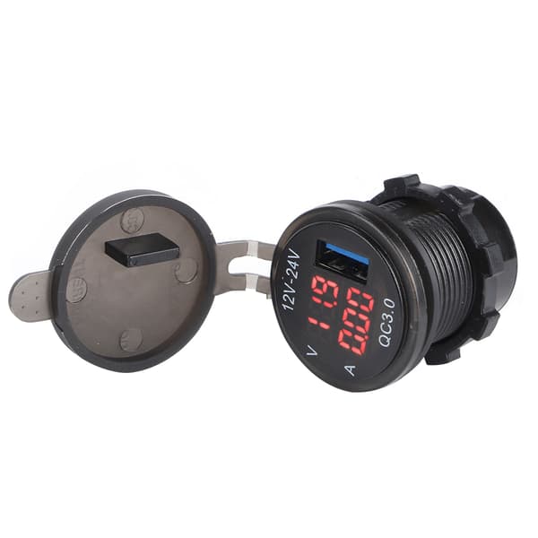 3 i 1 Bil USB Oplader 3.0 med Digital Voltmeter Amperemeter Hurtig Telefonopladning