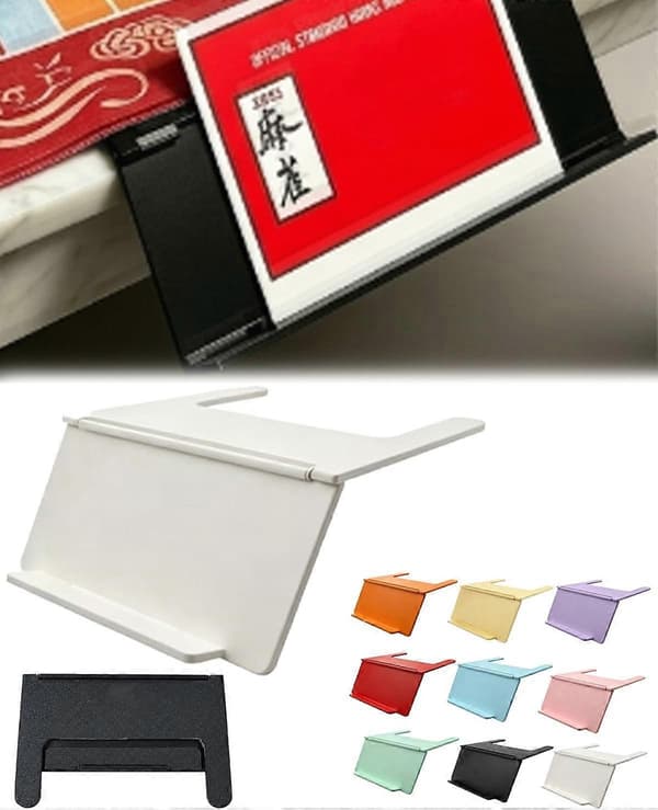 Mahjong kortholder til bord, 3D-printet bærbar foldbar Mahjong reference displayholder, pladsbesparende vinklet stativ passer under spillemåtte White
