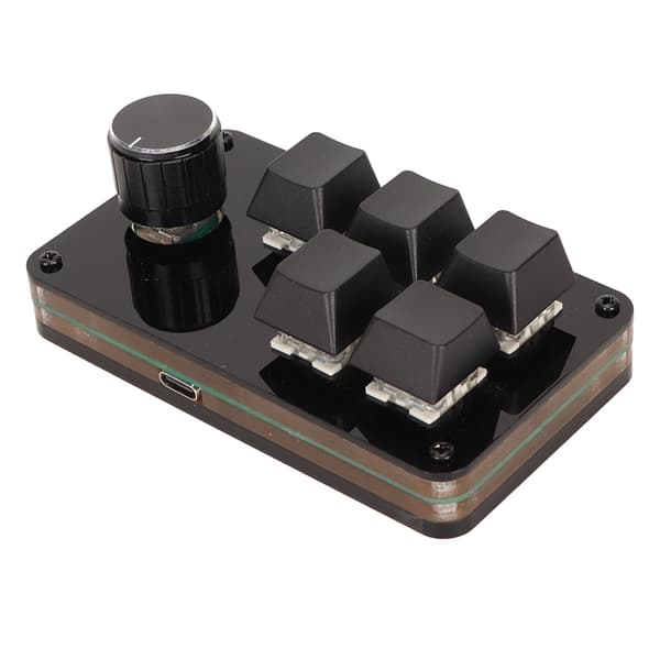 Programmerbart 5-knapps 1-vred Blå Switch Mekaniskt Hot Swappable Trådbundet USB Mini-tangentbord för Media Spel Kontor