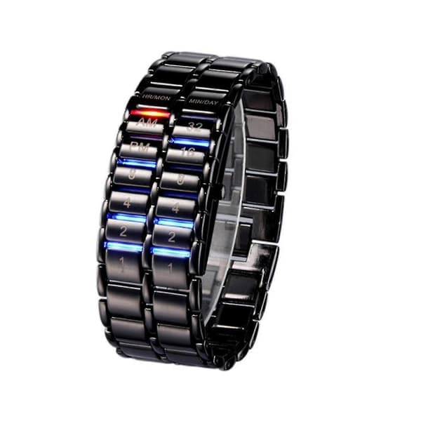 Herr Binary Led Digital Quartz Armbandsur Fars Dag Mode Kreativ Present Black