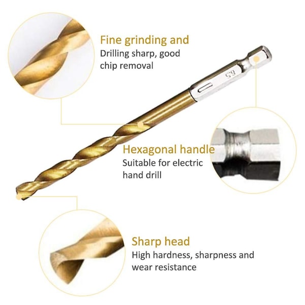 Hss-kierreporanterät 13 kpl nopeat teräksiset kuusioporanterät titaanipinnoitteella 1,5-6,5 mm puun/metallin/muovin poraukseen