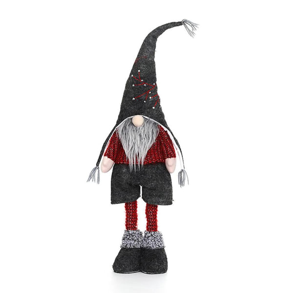 Jultomte Semesterdekoration 20 tums infällbar handgjord skandinavisk Tomte Plysch Doll Elf Heminredning Bordsskiva Santa Statue Mörkgrå