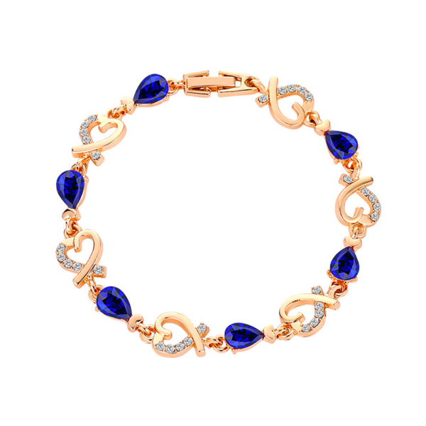 18K guld Zircon Crystal Heart Armband Armband Smycken Justerbar Royal blue