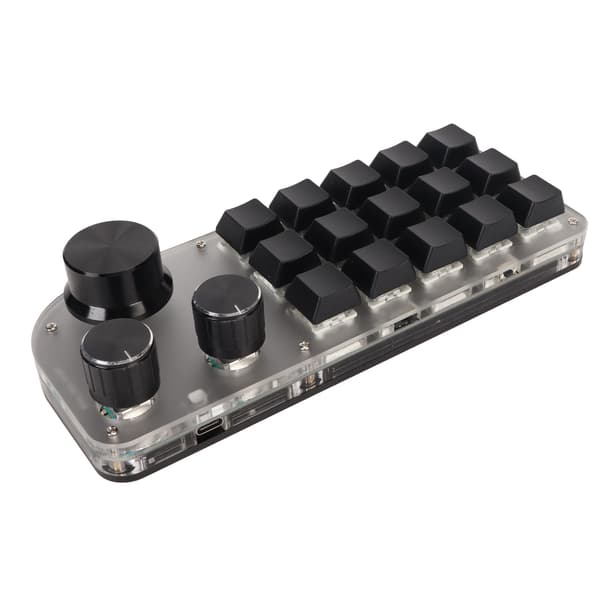USB Mini 15 Tasters Programmerbart DIY Tastatur med 3 Tilslutningstilstande Type C Kablet Bluetooth 2.4G Trådløs