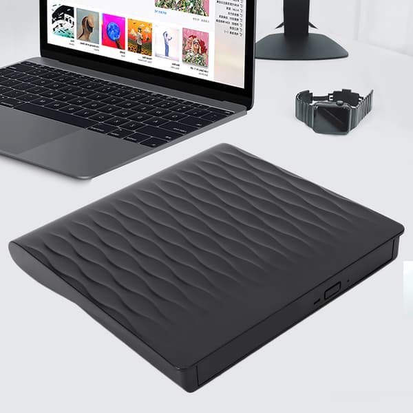 Bærbar USB 3.0 ekstern optisk drev 12,7 mm hævet korn sort til stationær notebook