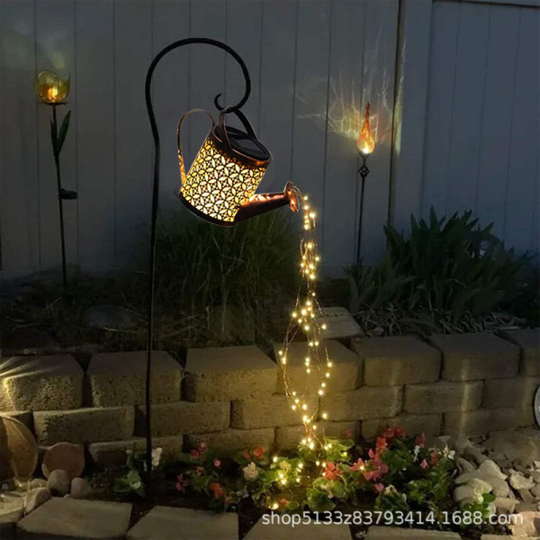 Pack Star Shower Garden Lights, Solar Powered Sprinkler Lights, Waterproof Outdoor Hanging LED String Lights for Garden,