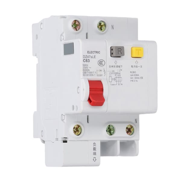 Miniature Strømafbryder Reststrømsisolator DIN-skinne Montering 230V 63A 1P+N DZ47sLE C63
