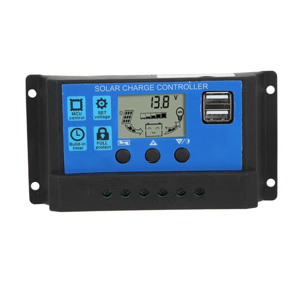 30A Solcelleladeregulator Dobbel USB-utgang 12V 24V Solcellepanelregulator