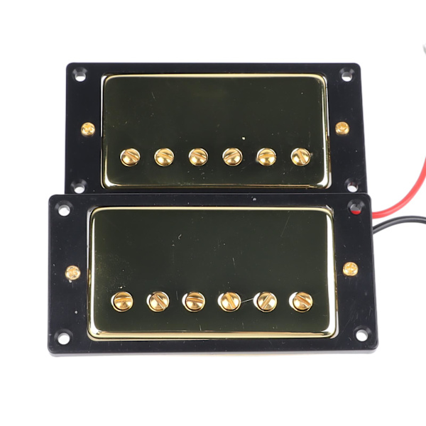 Elgitarr Pickup Metall Dubbelspole för LP Svart Ram Pickup Gitarrdelar Ersättning Guld
