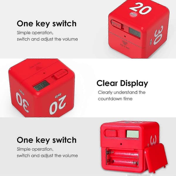 Kubetimer 2 stk Kjøkkentimer Tyngdekraftsensor Flip Digital Timer For Tidsstyring Nedtellingsinnstillinger-Yvan