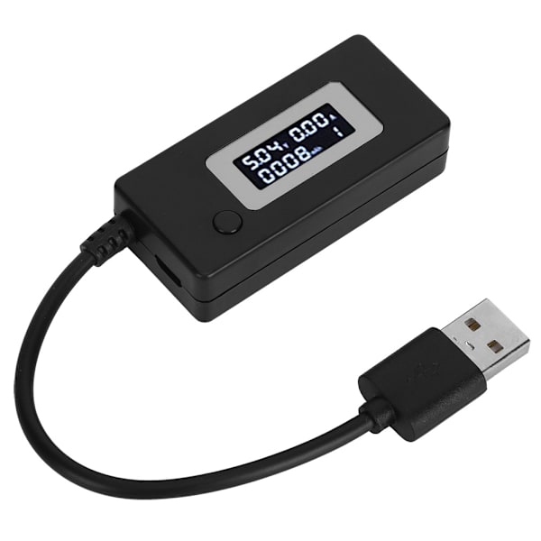 LCD USB Amperemeter Voltmeter Opladningskapacitetstester 4-30V Sort Baggrundslys Display