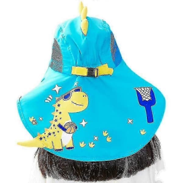 Solhatt for barn med bred brem Upf 2000 Solskjermhatt-God Blue dinasour